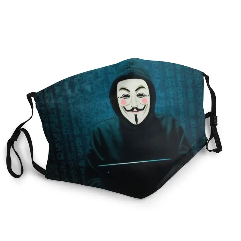 

Anonymous Hacker Face Mask Adult Anti Haze Dust V For Vendetta Guy Fawkes Mask Protection Respirator Washable Mouth Muffle