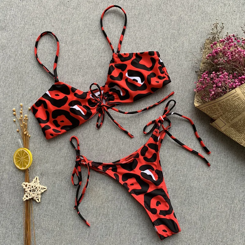 Сексуальный женский раздельный купальник Simplee с большим вырезом и эффектом пуш