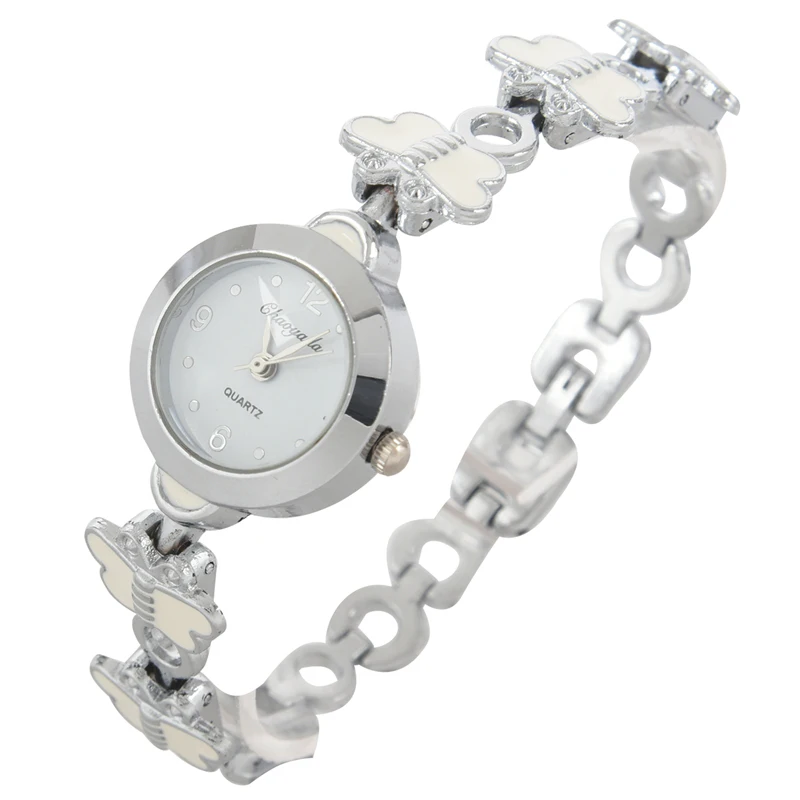 Arabic Numbers Dial Butterfly White Wristband Round Case Wrist Watch for Women | Украшения и аксессуары