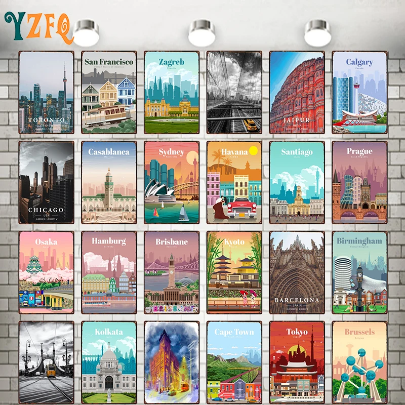 Торонто Сидней джайпур Гавана городской знак винтажные металлические таблички