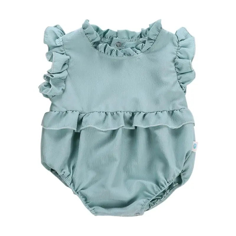 Одноцветный комбинезон без рукавов для малышей от 0 до 18 месяцев изысканный