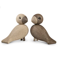 danish gifts wooden lovebird figurines nature oak wood birds colorful statue animal figure home decoration accessories 1 set new