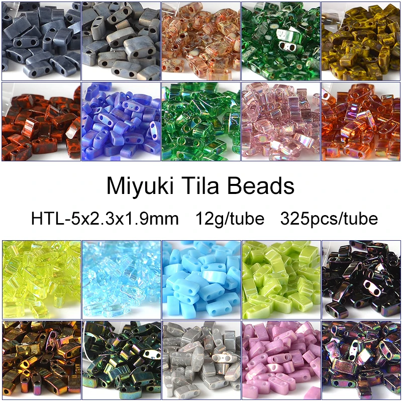 Miyuki-Cuentas de media Tila de Japón, 5x2,3x1,9mm, 325 piezas, 13g/tubo, cuentas de semilla de cristal de dos agujeros para la fabricación de joyas, pendientes, pulsera Diy
