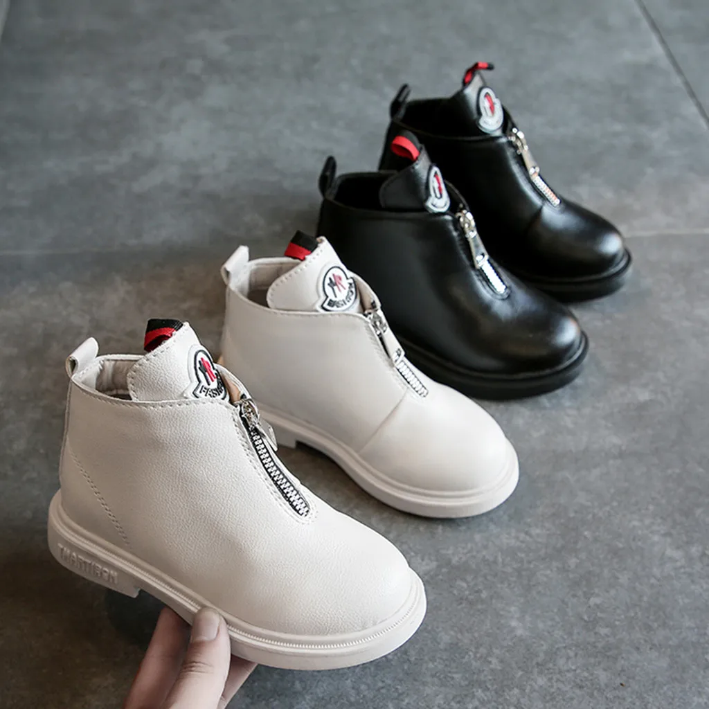 Детские ботинки для маленьких девочек и мальчиков Спортивные короткие на молнии