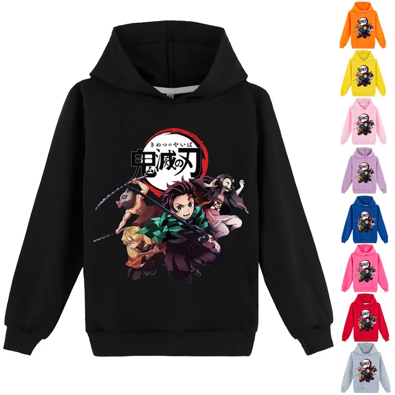 

Kimetsu No Yaiba Kids Clothes Boys 3 To 14 Child Cotton Clothes Boys Christmas Shirt Top Girls Animation Pattern Hoodie Sweater