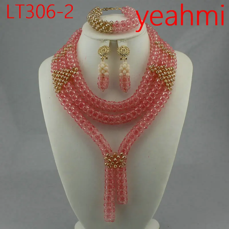 Нигерийские Свадебные бусы ожерелье африканские бусы Ювелирные наборы бисерные шарики браслет ожерелье серьги набор Мода LT306-1