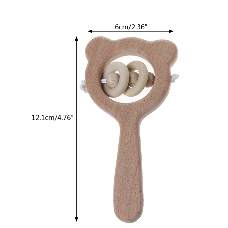 

Baby Beech Wooden Rattle Teethers Montessori Toys Wooden Baby Rattle Teether N0HD