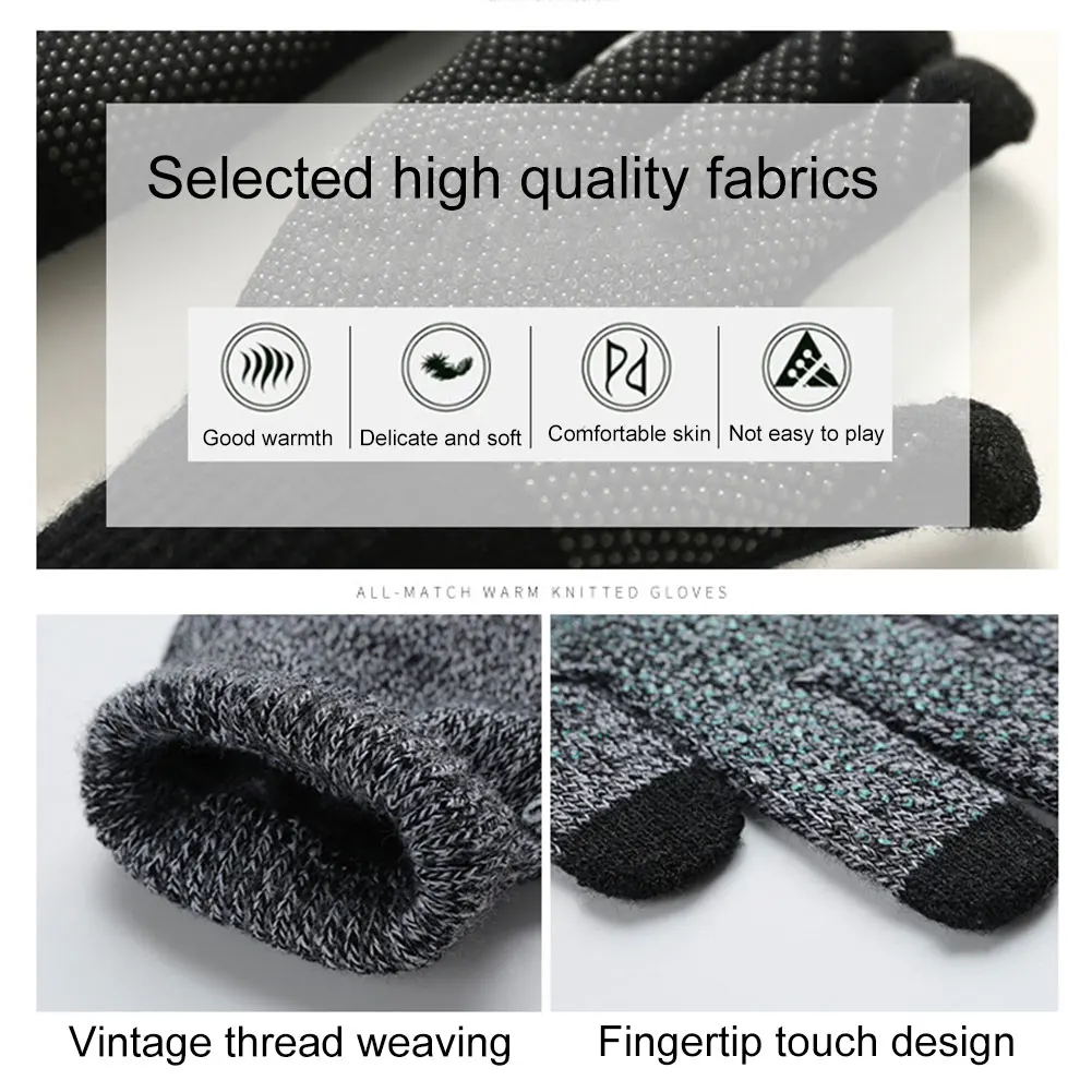 

Women Winter Warm Knitted Gloves TouchScreen Anti-Slip Silicone Gel Gloves TY66