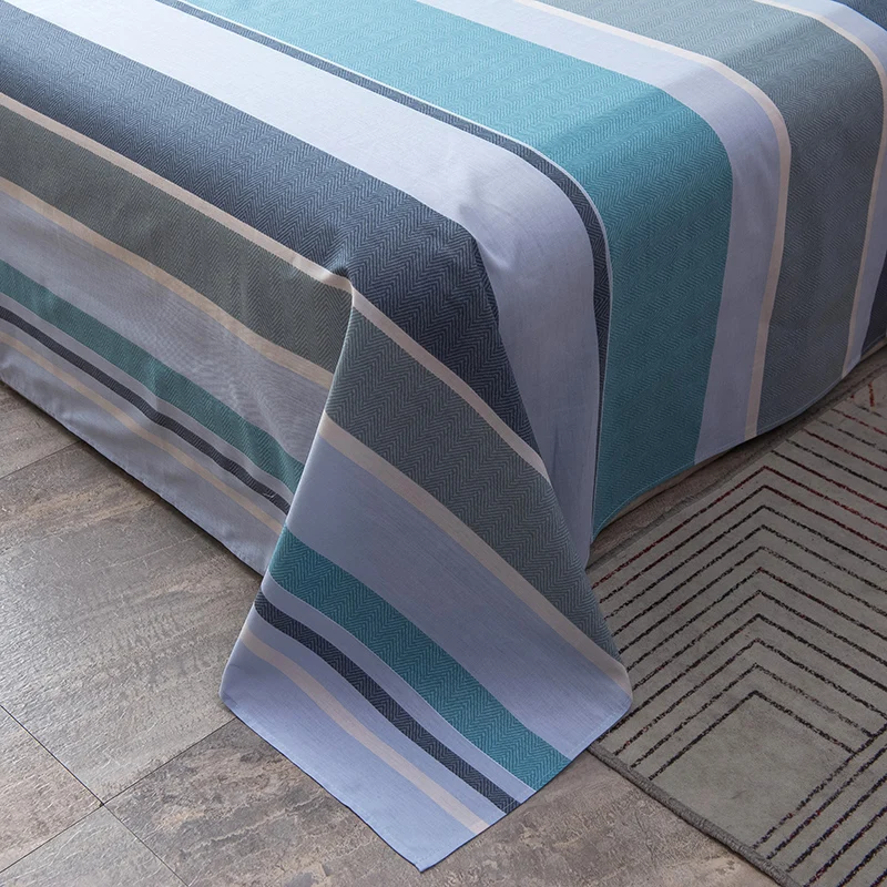 

Bedding Set 100% cotton fashion simple style striped 4pcs Duvet Cover Set Bed Linen queen king Flat Bed Sheet luxury Home Textie