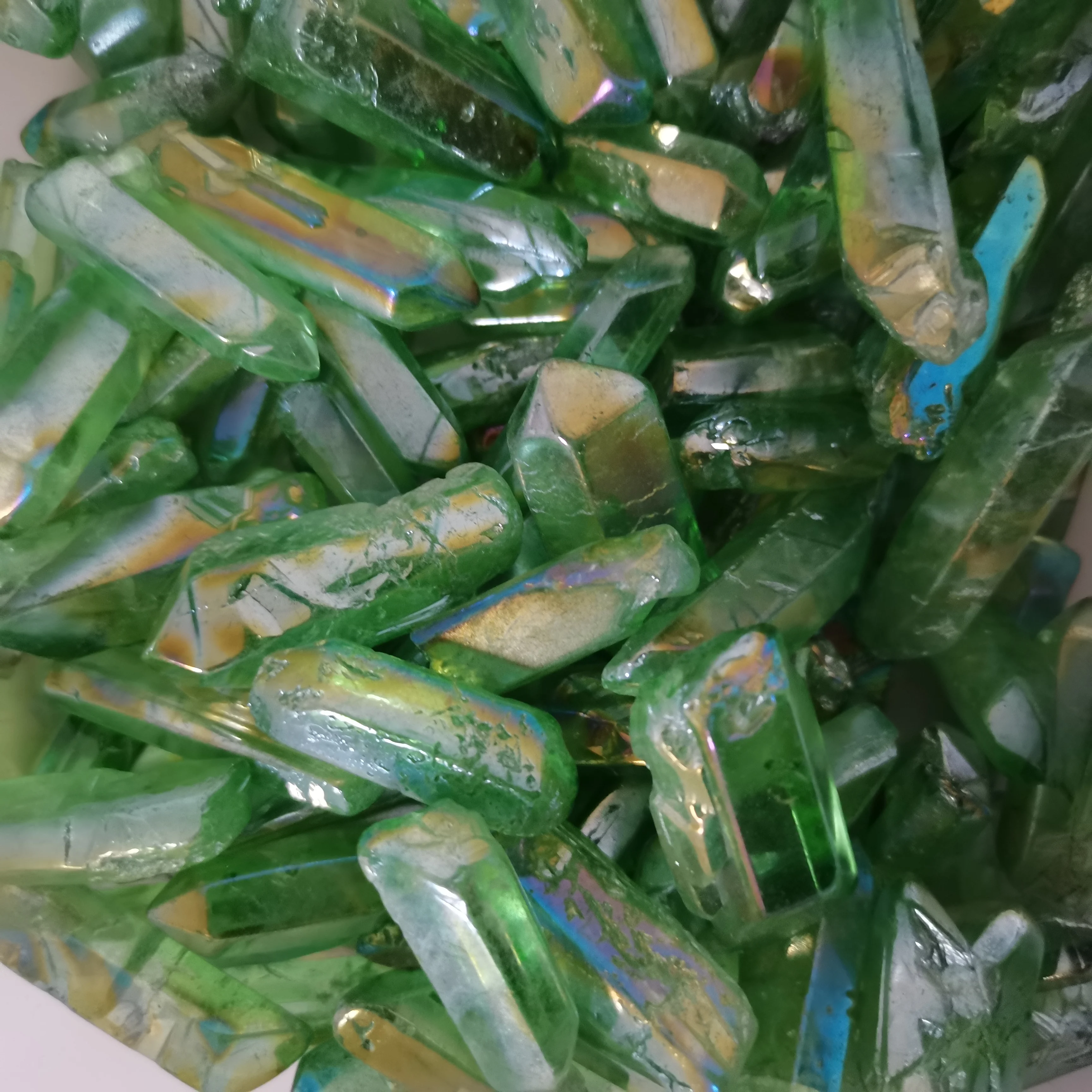

100g Natural Crystal Quartz Healing Wand Treatment Stone Green Crystal Column Healing Fluorite Home Decoration