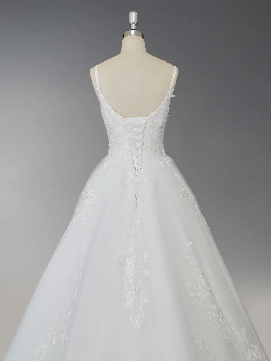 Бальное платье Спагетти ремни суд Поезд шифон свадебное с аппликацией| |