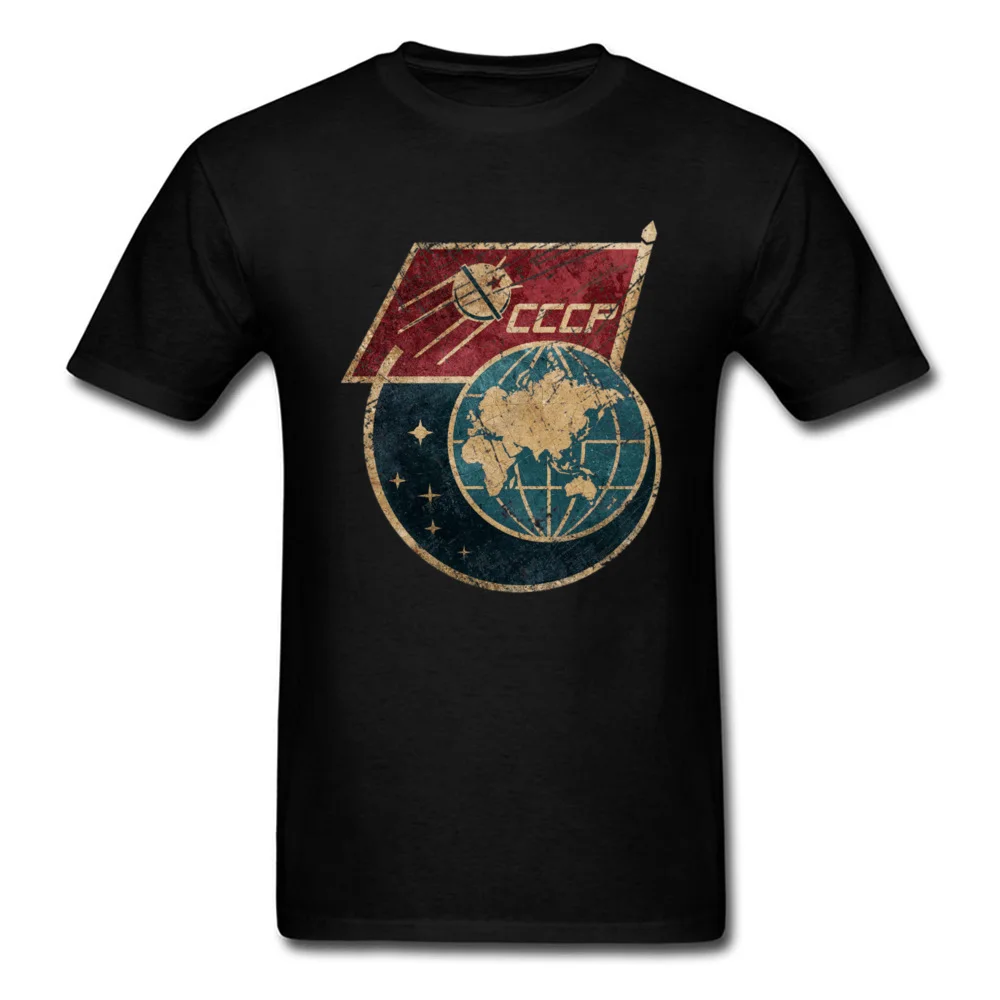 

Sputnik 1 T-shirt Men Pride T Shirt Russia Tshirt Retro Design Mens Tees CCCP Tops Print C C C P Flag USSR Black Streetwear Cool