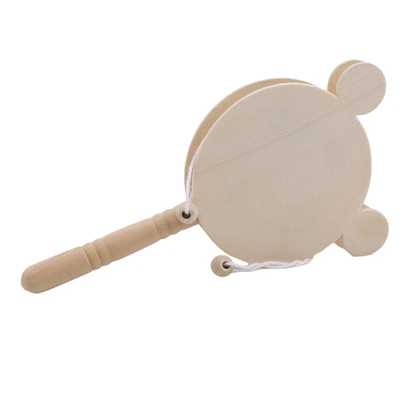 

Baby Kids Cartoon Wooden Toy Chinese Traditional Rattle Drum Spin fun toys Hand Bell Music Toys Baby Stroller Comfort Toy Gift