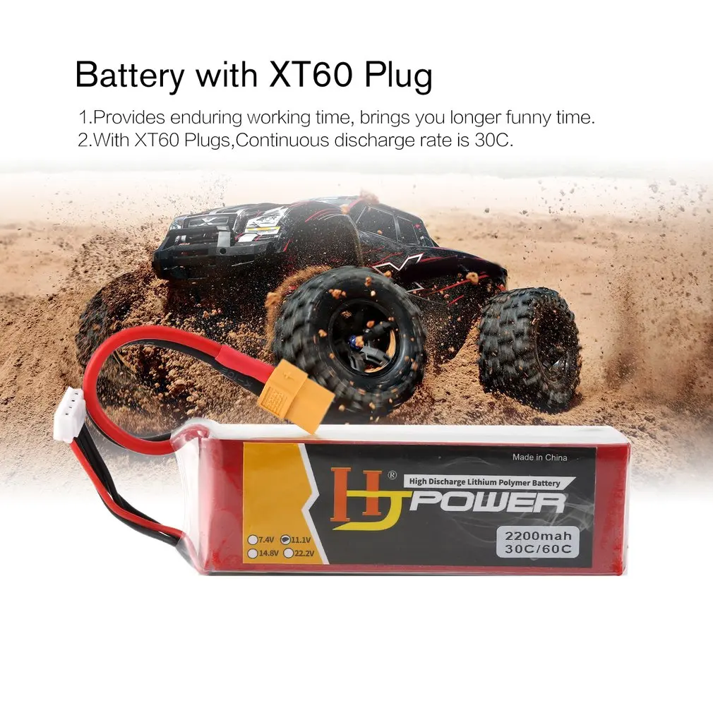 HJ 11,1 V 2200MAH 70C 3S Lipo батарея XT60 вилка перезаряжаемая для RC гоночный Дрон вертолет модель автомобиля лодки
