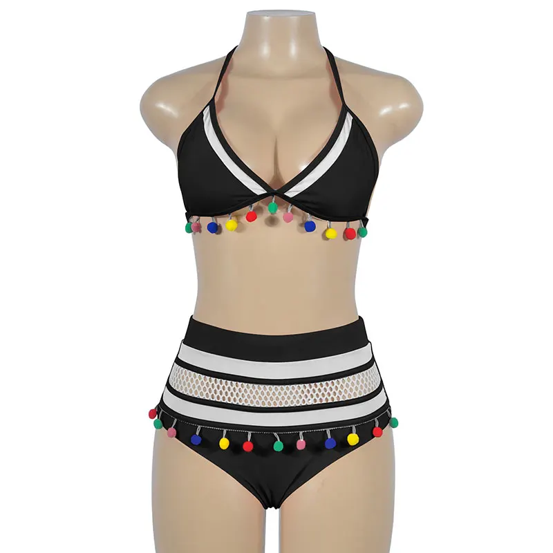

Famaker 2020 Tassel Sexy Bikini Set Push up Striped Swimsuit Women Swimwear Brazilian Summer Bathing Suit Beachwear biquini