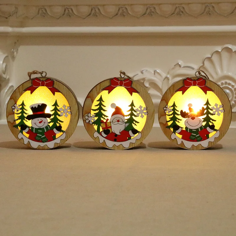 Праздничный теплый светодиодный светильник деревянный дом украшения для елки