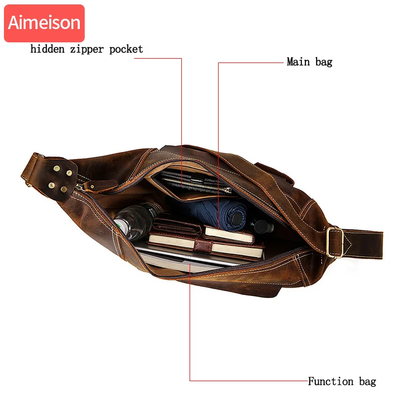 Мужская сумка мессенджер из натуральной кожи в стиле ретро|Сумки-тоут| |