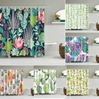 Тропические занавески для душа с изображением растений, s, цветов, листьев, декор для ванной комнаты, водонепроницаемая занавеска для ванной с 3D-принтом, занавеска для ванной с крючками