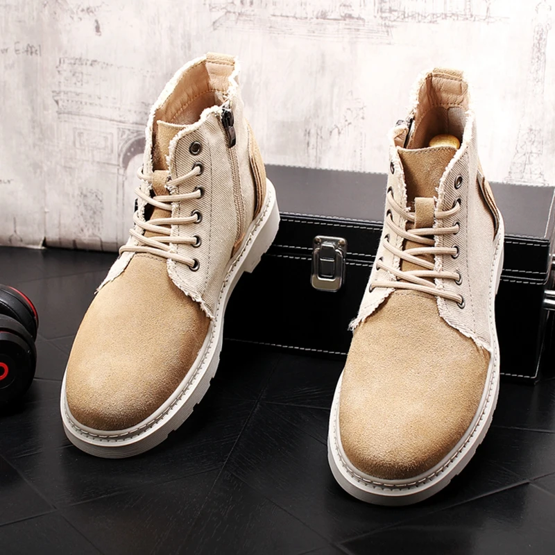 

Stephoes Men Fashion Casual Ankle Boots Spring Autumn Thick Bottom Side Zip Dessert Boots Male Luxury Designer Leisure Sneakers