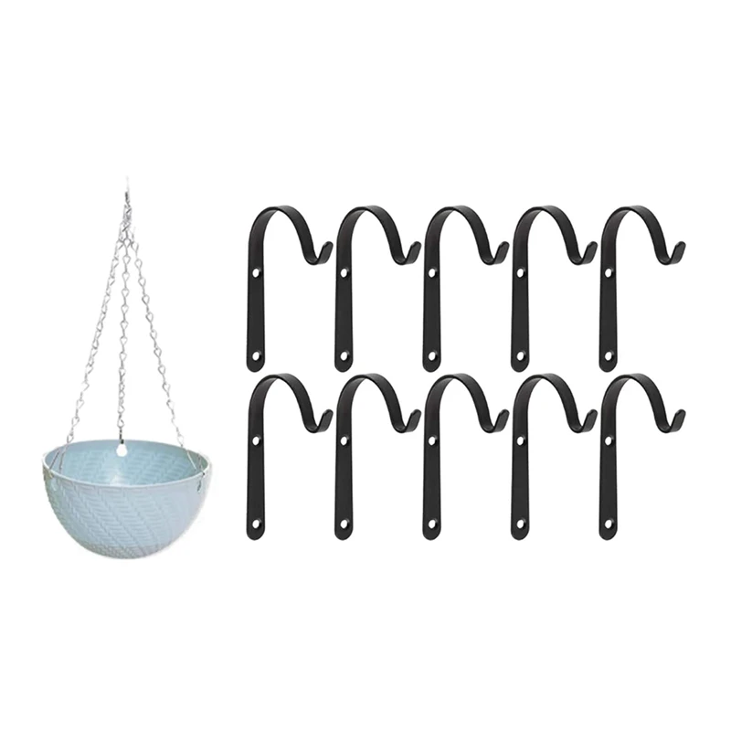 

Round Plastic Hanging Basket Flower Pot 16X10cm with 10 Pcs Hanging Basket Hooks Iron Wall Hanging Hooks