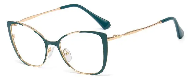 green clear lens Новые красные кошачьи очки Оптическая оправа из металла прозрачные линзы очки без рецепта винтажные женские очки хипстерские очки - Цвет оправы: green clear lens