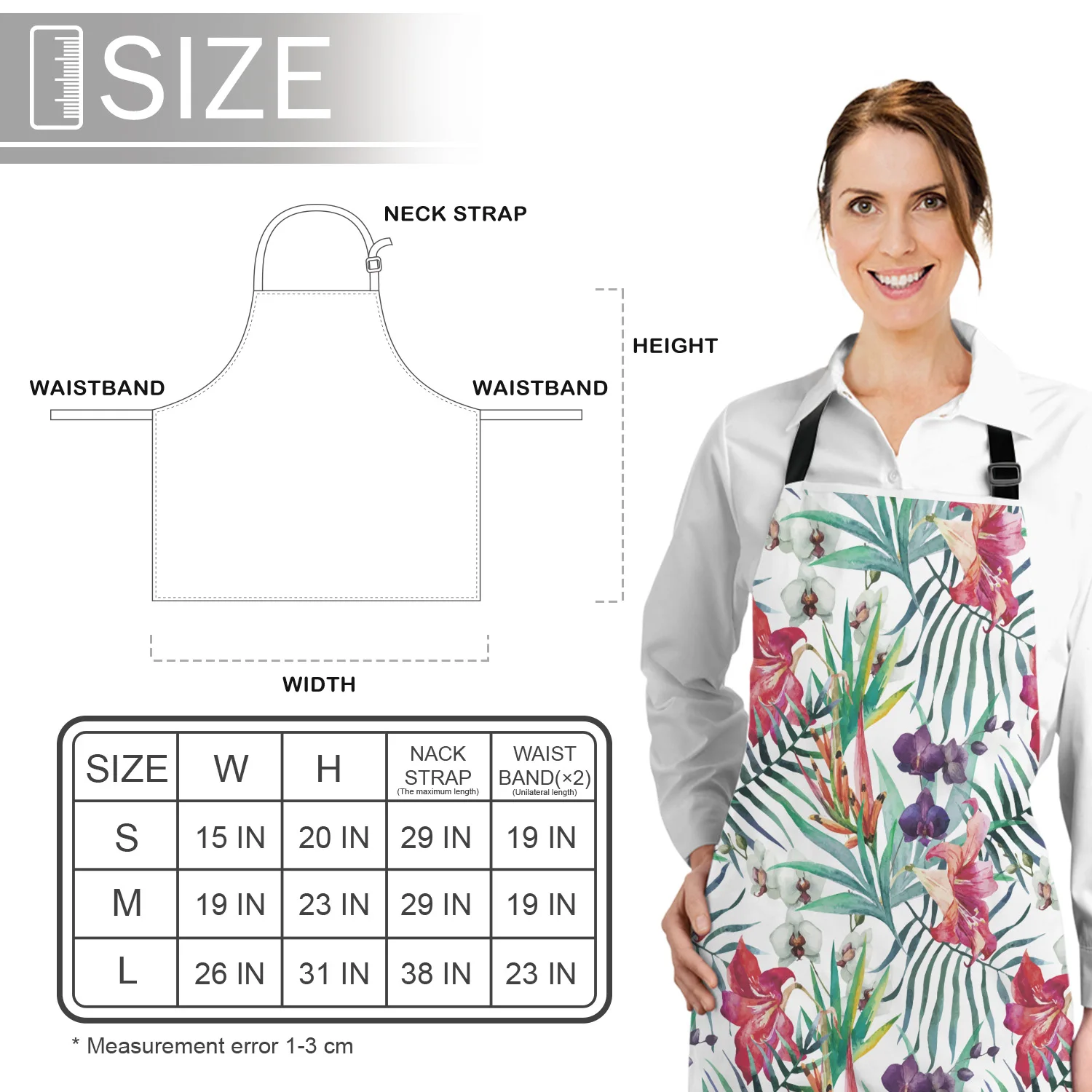 

Kitchen Apron Tropical Plant Leaf Flower Adjustable Bib Canvas Aprons For Women Cooking Baking Restaurant Kids Apron Pinafore
