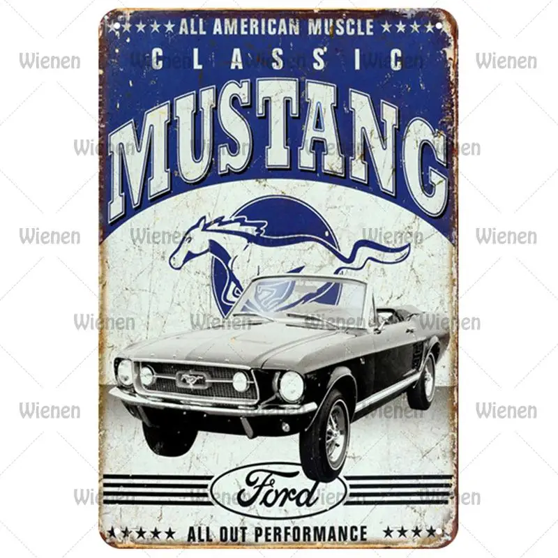 Металлическая винтажная Жестяная Табличка Mustang булавка потертый декор винтажное