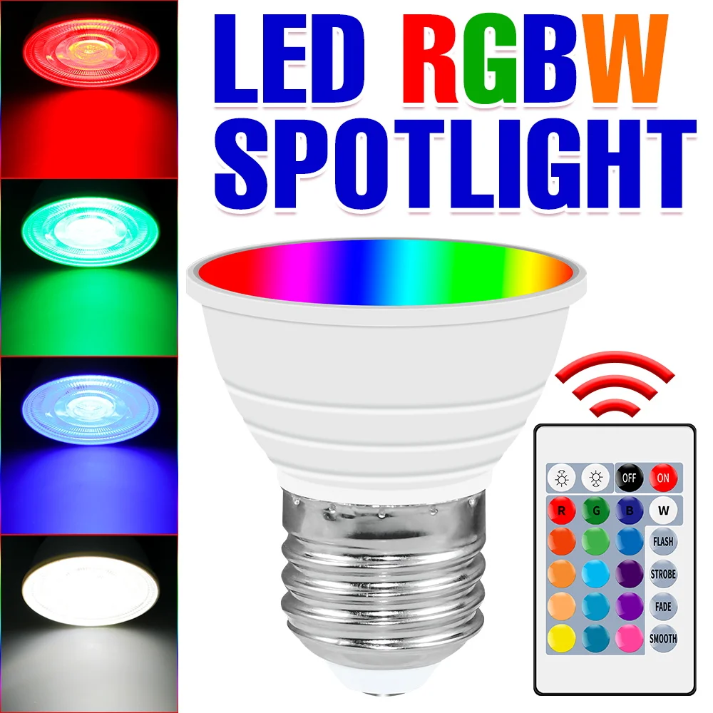 

RGB Magic Bulb LED Spotlight E27 Smart Control Lamp E14 Light Bulbs GU10 RGB Colorful Changing Lamp MR16 LED Dimmable Lampada