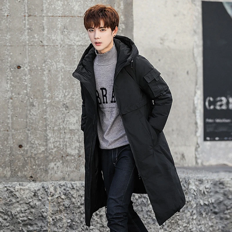 

Новое зимнее свободное мужское модное плотное пальто, зимнее модное черное пальто