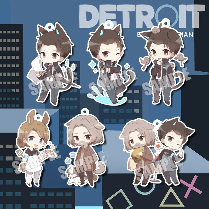 Detroit: Become Human Connor Hanke Marcus Game Figure Keychain Key ring Strap Key chain cosplay props Gifts
