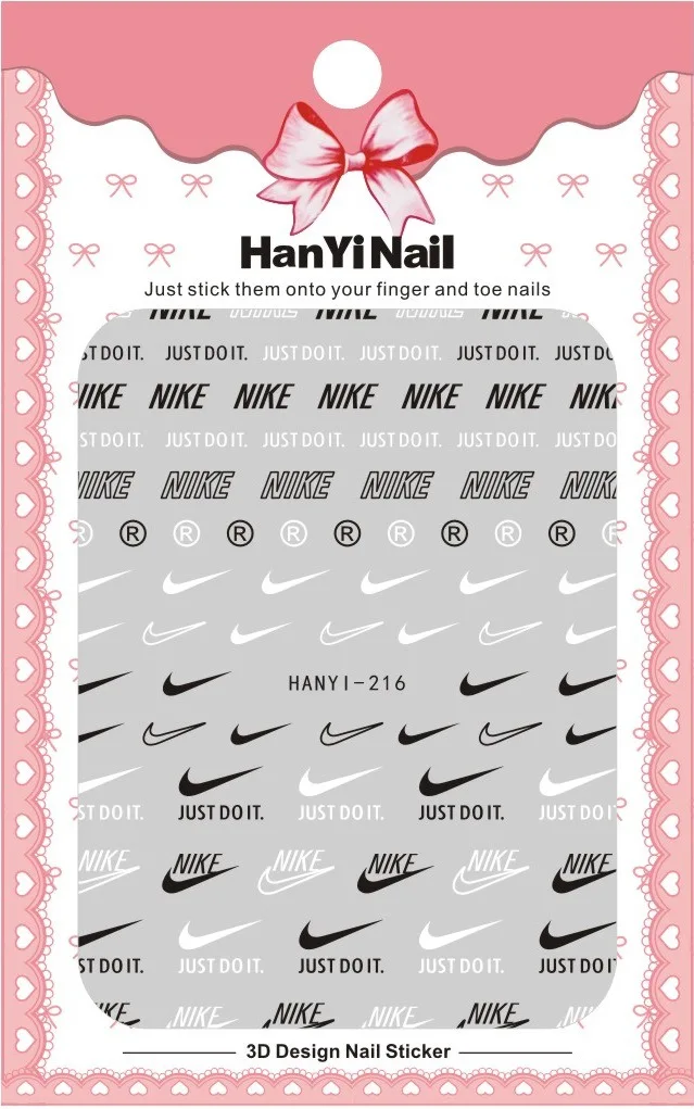 3 листа 3D наклейки для ногтей дизайн ультратонкий Логотип Торговая марка Gummed