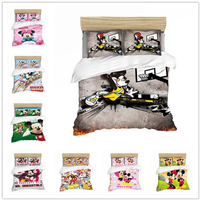 Комплект постельного белья для пар с рисунком Микки и Минни двойной двуспальный
