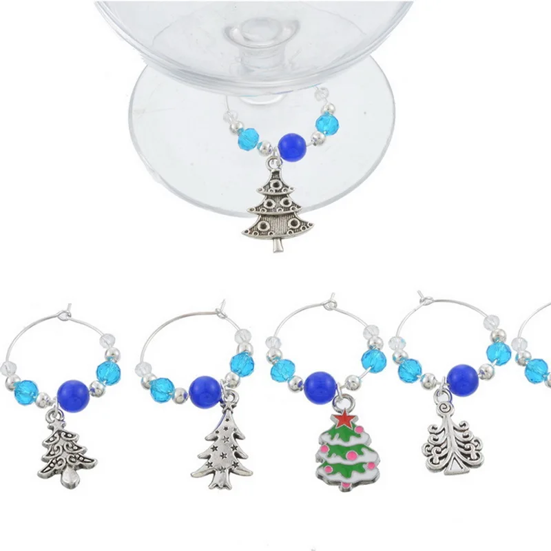 6 шт. Рождественские Подвески для вина с коробкой эмалью подвесные украшения