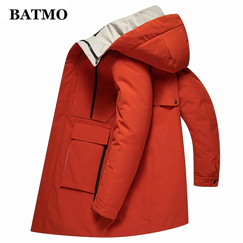 Мужские куртки с капюшоном BATMO 90% на белом утином пуху мужские зимние пуховики