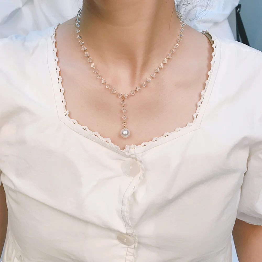 Модные ювелирные изделия класса люкс белый кристалл ожерелье элегантное белое