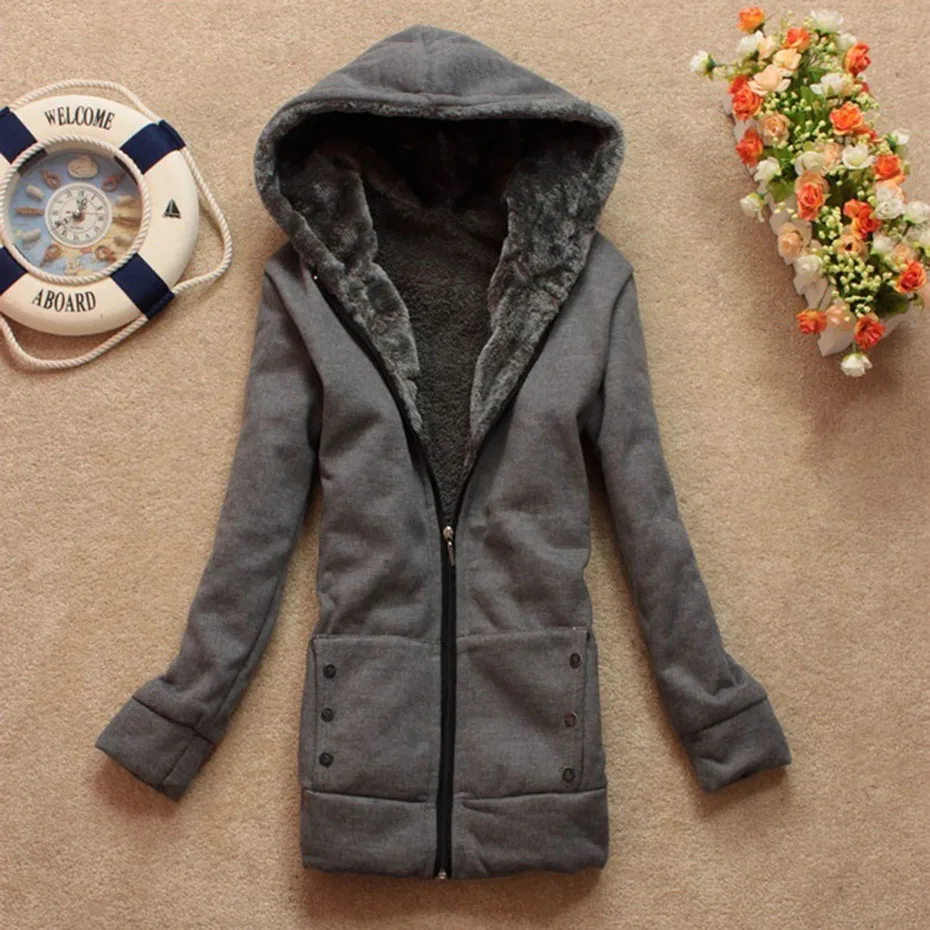 Zogaa 2018 Fashion Winter Women Long Sleeve Hooded Sweatshirt Coat Warm Thicken Zipper Outerwear Hoodies Jacket Female Coats |