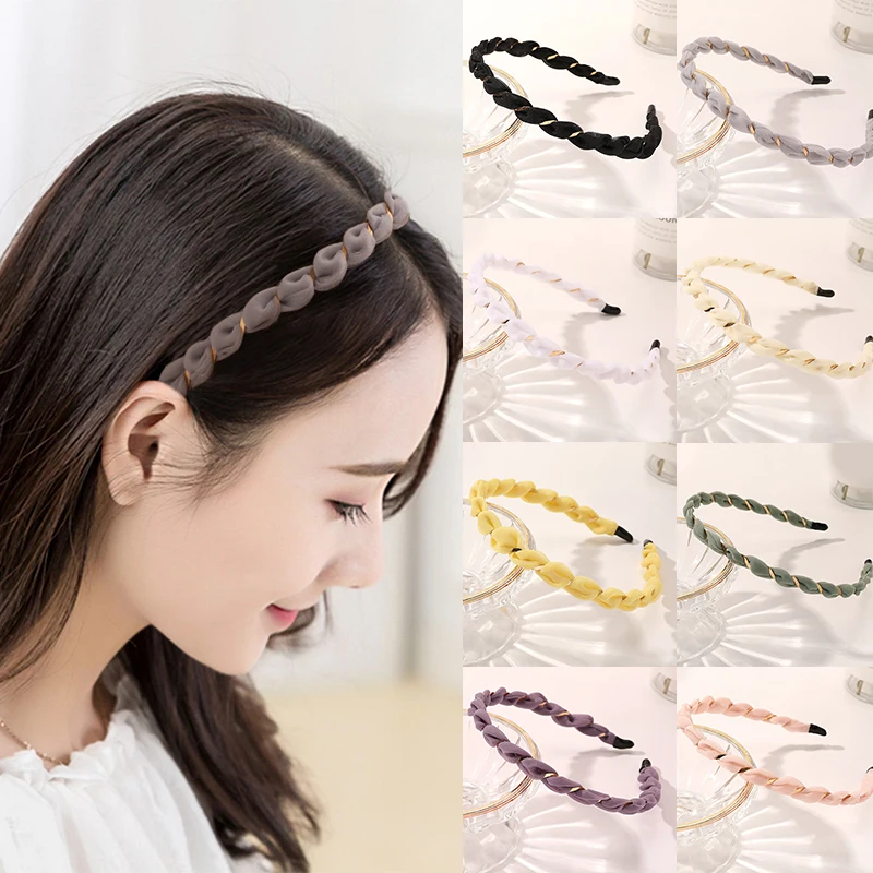 

New Women Satin Ruched Headbands 2021 Hairbands Thin Section Hair Hoop Head Bezel Band Hair Accessories for Girls Headwear