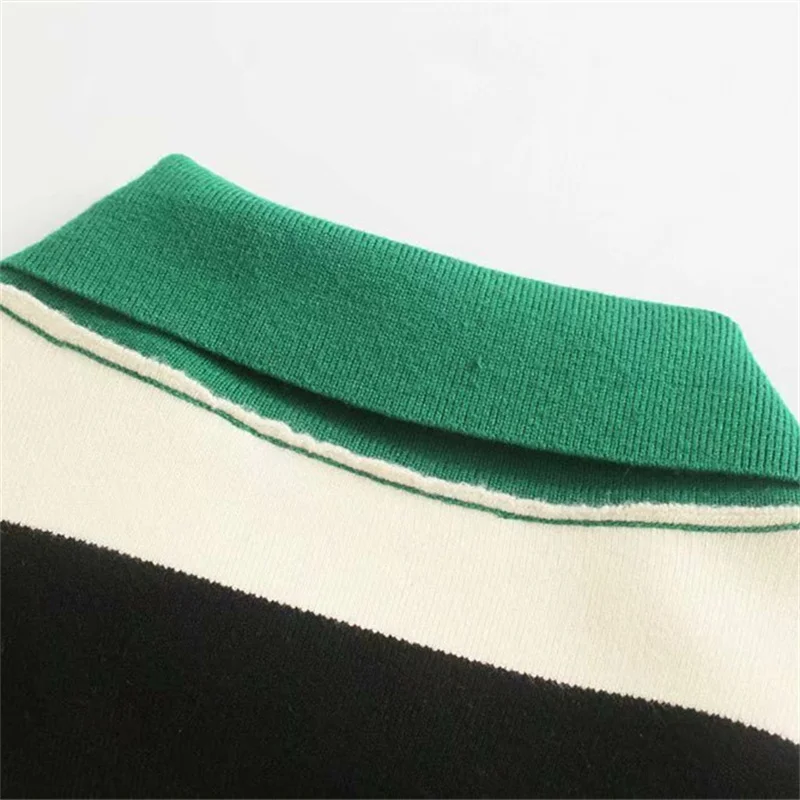 Женский элегантный вязаный пуловер-поло в стиле пэчворк осень 2021 Модный женский