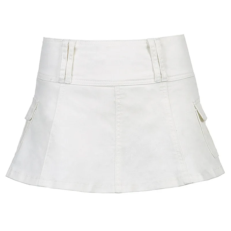 

Summer new style of solid color personality street hot girl style women's denim pleated skirt skirt