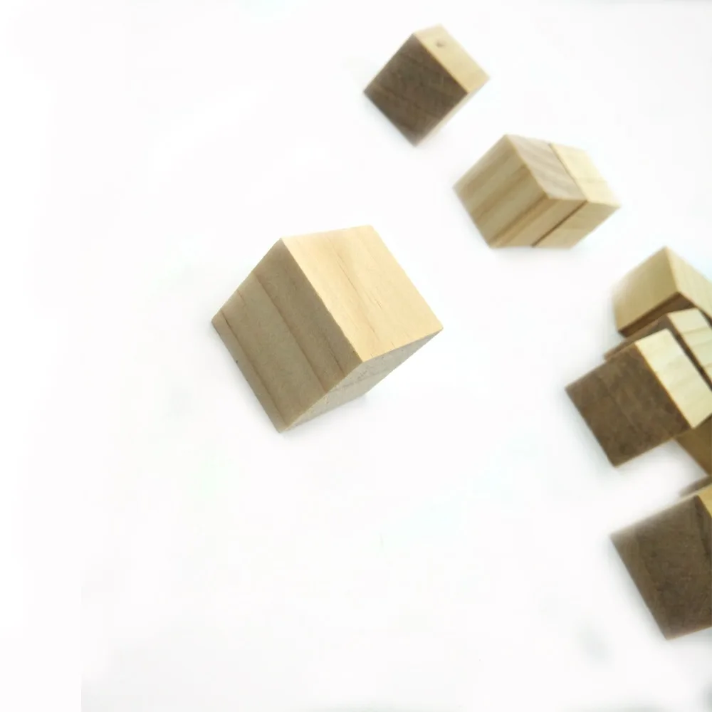 ANGRLY 20 шт. натуральный цвет необработанные Геометрические Квадратные деревянные