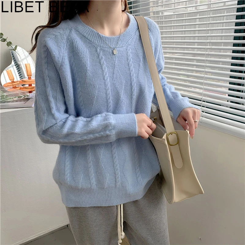 Новинка 2021 женские осенне-зимние свитера вязаная одежда оверсайз 5 цветов теплый