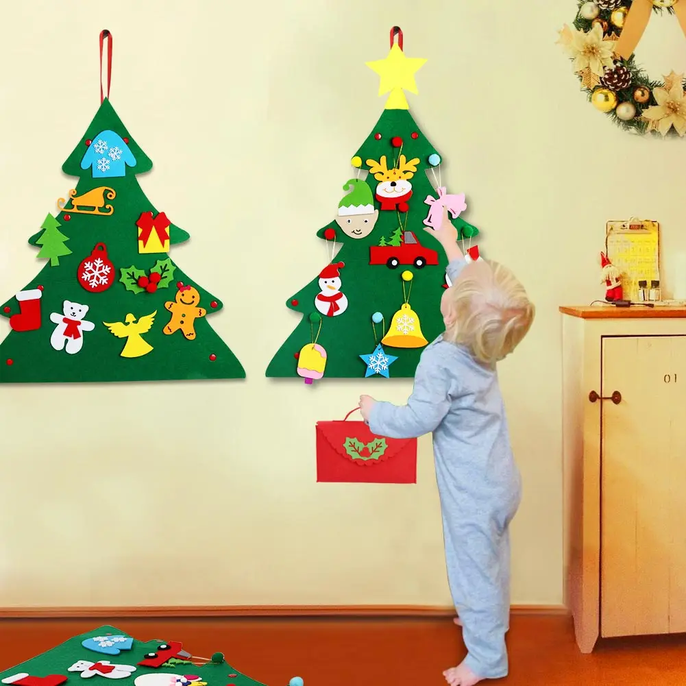 OurWarm DIY Felt Christmas Tree Advent Calendars Xmas Hanging Ornaments Home Decor Happy New Year Children Christmas Gift
