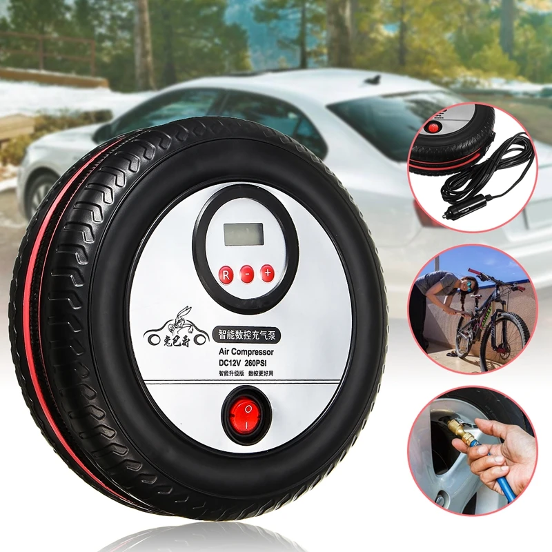 

12V DC 260PSI Portable Mini Digital Display Pump Form Air Pump Compressor Air Compressor LCD Display Car Tyre Inflator Pump
