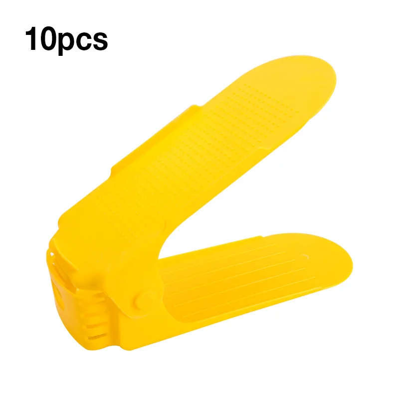 10pcs Durable Colorful Adjustable Shoe Organizer Footwear Support Storage Shoe Rack Stand Space Saving Cabinet Closet Stand Shoe - Цвет: Bright yellow