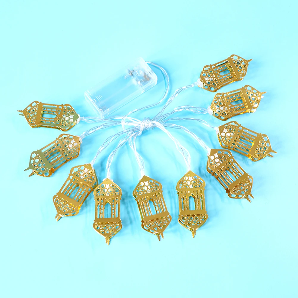 

10 LED Golden Ramadan Palace Lamp Islamic Muslim Light String Hanging Arab Festival Party Garland Wedding Decoration