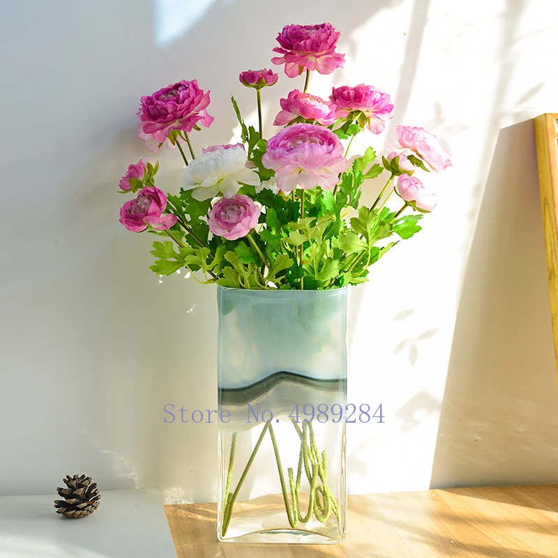 Креативная прозрачная ваза из скандинавского стекла квадратная градиентная