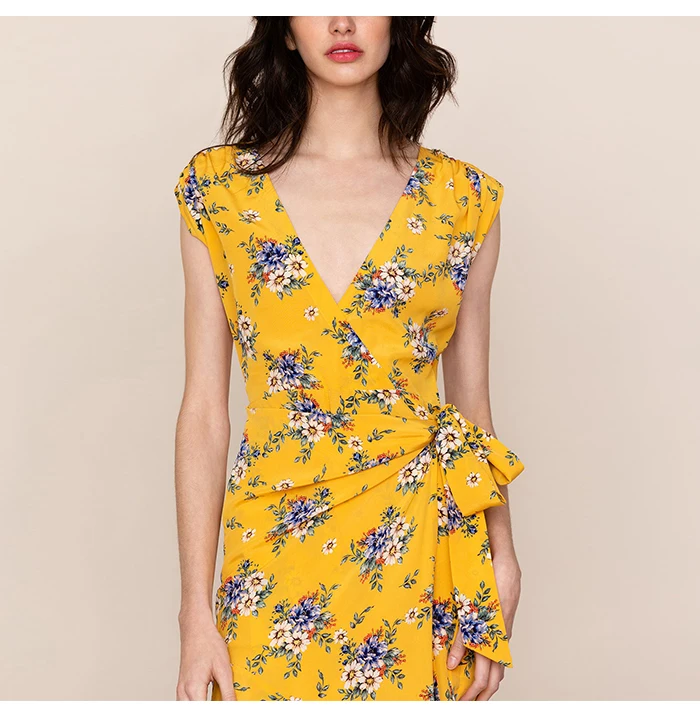 S.FLAVOR Women V-neck printing long vestidos good quality Casual Spring Summer dress Popular sleeveless Sexy Printing Dress