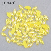 junao 510mm 715mm citrine ab flatback half pearl imitation pearl stickers loose garment beads strass clothes applique