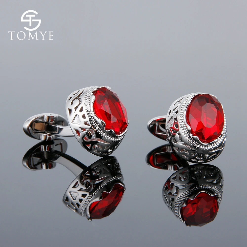 TOMYE мужские запонки роскошный синий кристалл Классическая мода высокое качество подарок Серебряная рубашка Запонки XK18S030