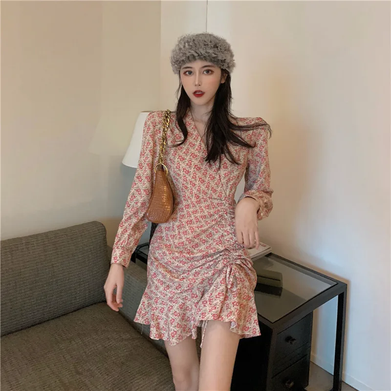 Винтажные шикарные мини платья с оборками и V образным вырезом модное Брендовое